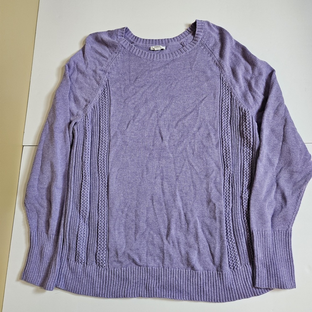 J Jill Womens Medium Lavender Knit Sweater Cotton‎ Blend Long Sleeve Pullover